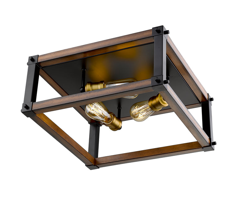 Z-Lite 472F3S-RM Three Light Flush Mount, Rustic Mahogany