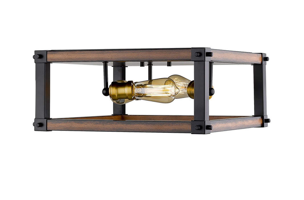 Z-Lite 472F3S-RM Three Light Flush Mount, Rustic Mahogany