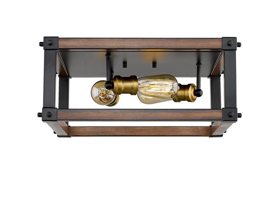 Z-Lite 472F3S-RM Three Light Flush Mount, Rustic Mahogany