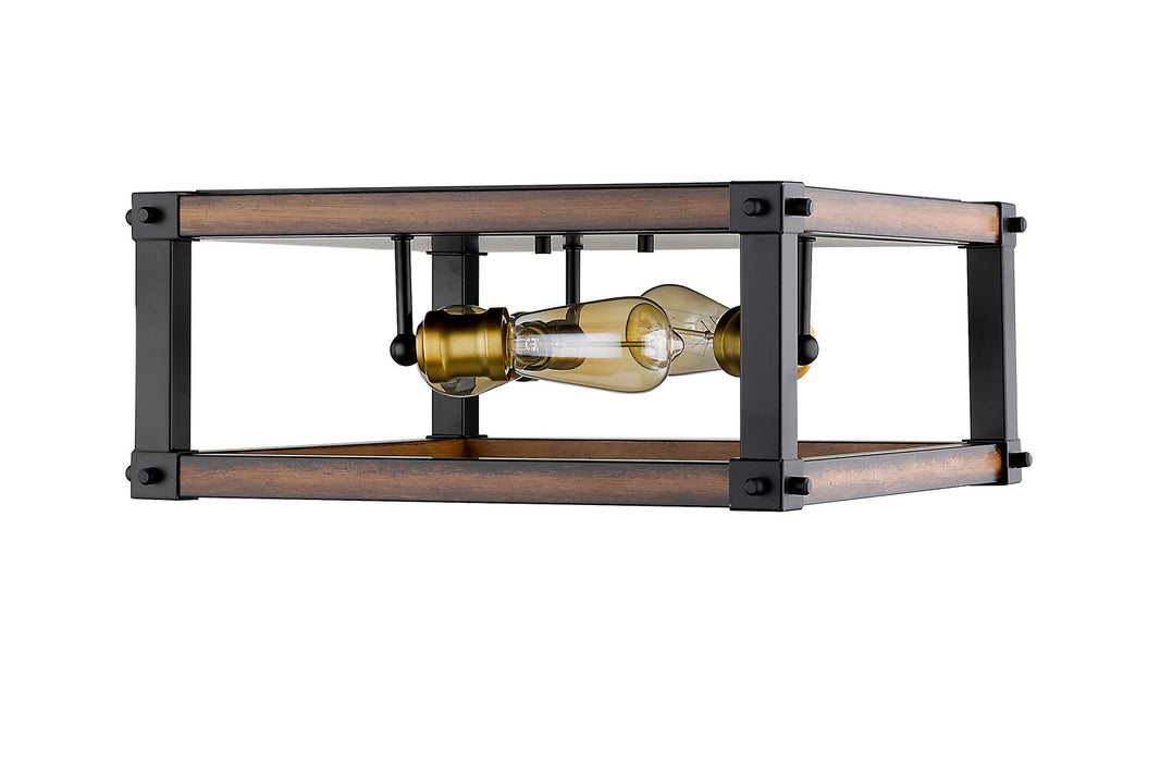 Z-Lite 472F3S-RM Three Light Flush Mount, Rustic Mahogany
