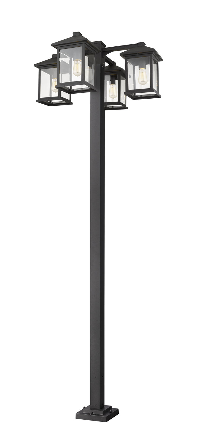 Z-Lite 531-4-536P-BK Four Light Outdoor Post Mounted Fixture, Black