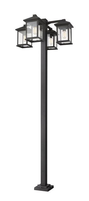 Z-Lite 531-4-536P-BK Four Light Outdoor Post Mounted Fixture, Black