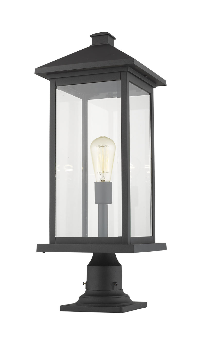 Z-Lite 531PHBXLR-533PM-BK One Light Outdoor Pier Mounted Fixture, Black