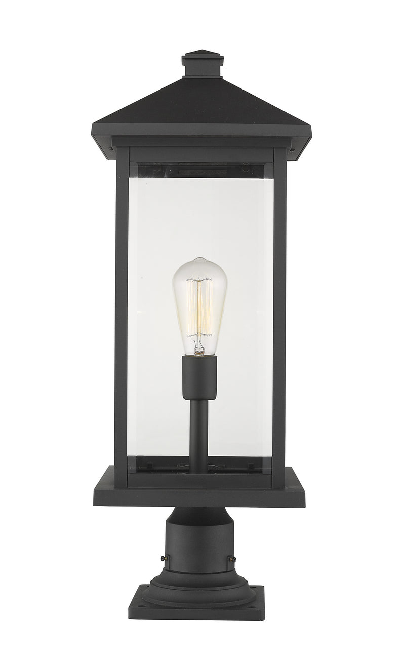 Z-Lite 531PHBXLR-533PM-BK One Light Outdoor Pier Mounted Fixture, Black