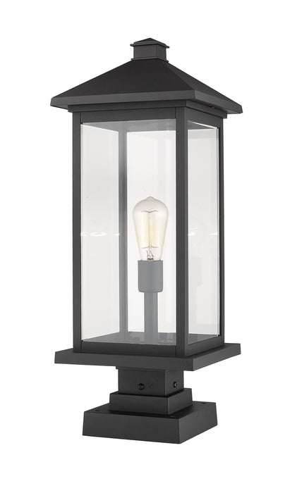 Z-Lite 531PHBXLS-SQPM-BK One Light Outdoor Pier Mounted Fixture, Black