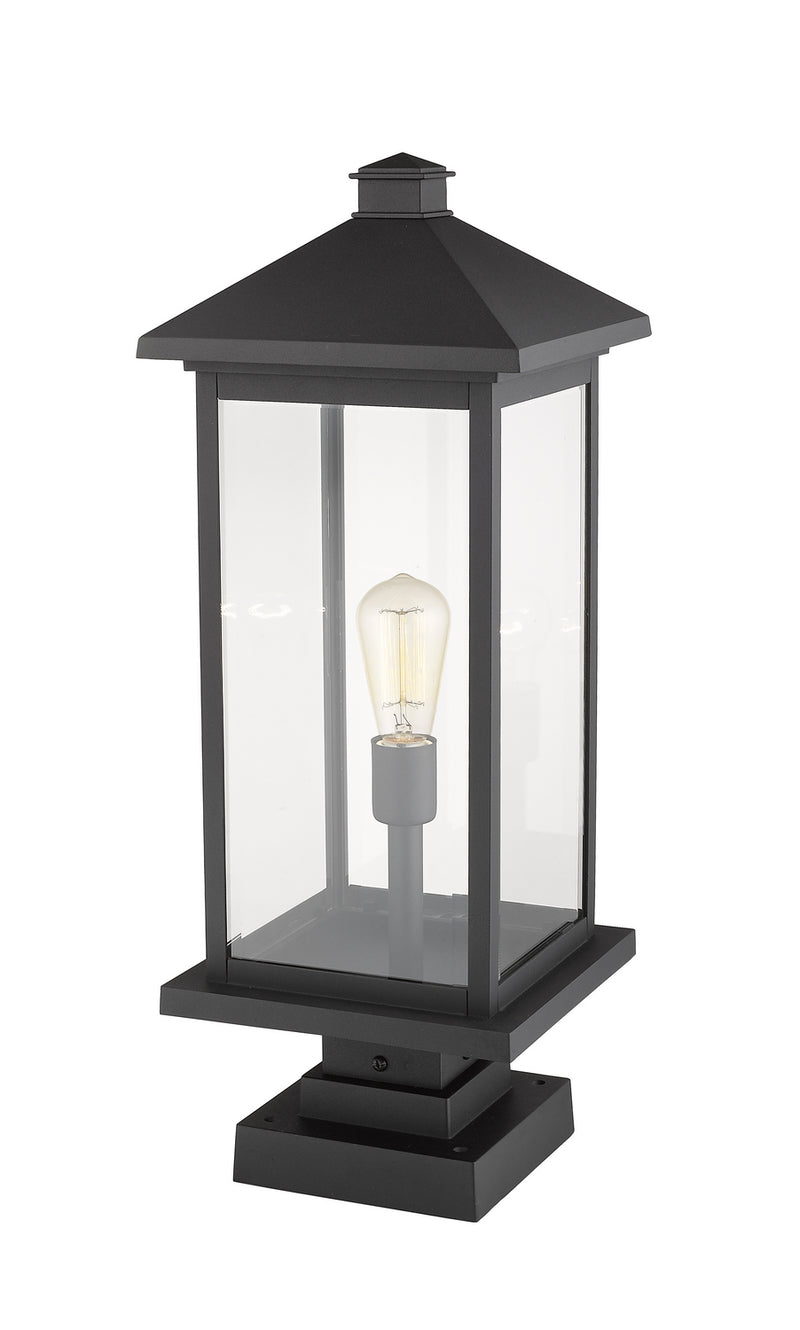 Z-Lite 531PHBXLS-SQPM-BK One Light Outdoor Pier Mounted Fixture, Black