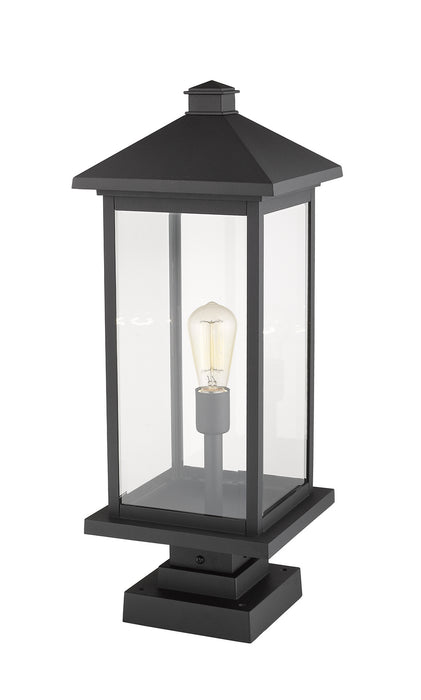 Z-Lite 531PHBXLS-SQPM-BK One Light Outdoor Pier Mounted Fixture, Black