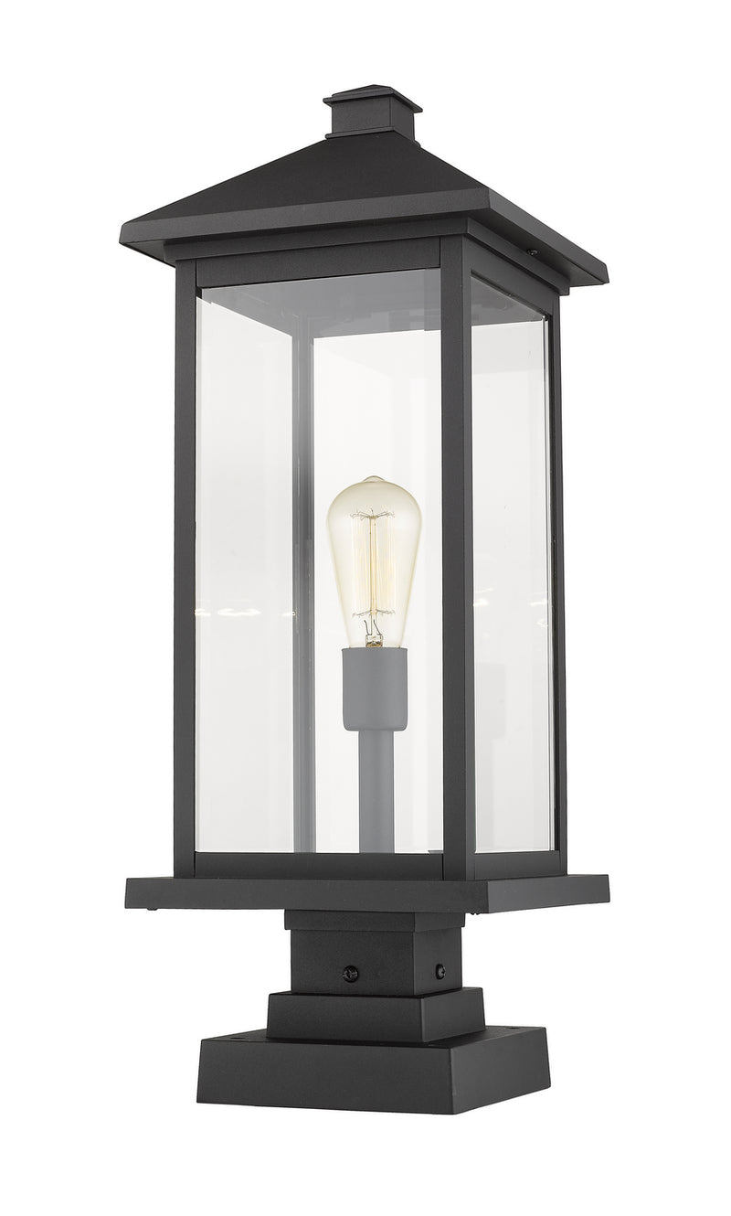 Z-Lite 531PHBXLS-SQPM-BK One Light Outdoor Pier Mounted Fixture, Black