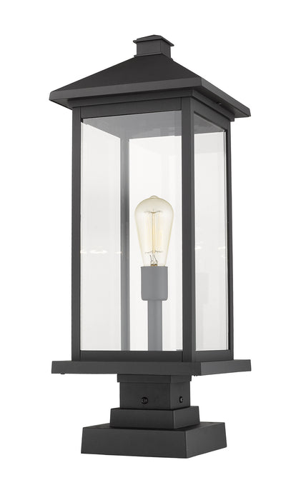 Z-Lite 531PHBXLS-SQPM-BK One Light Outdoor Pier Mounted Fixture, Black
