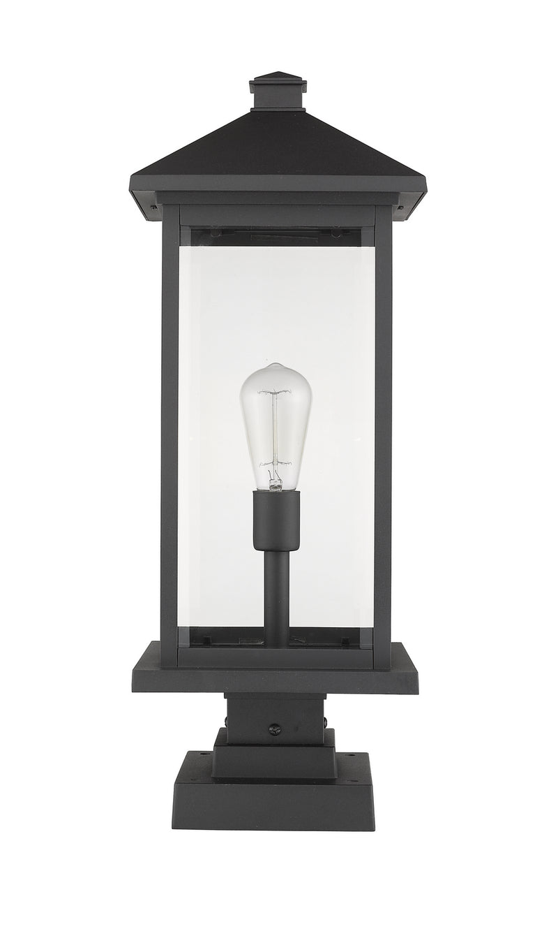 Z-Lite 531PHBXLS-SQPM-BK One Light Outdoor Pier Mounted Fixture, Black