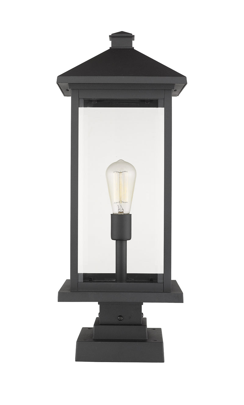 Z-Lite 531PHBXLS-SQPM-BK One Light Outdoor Pier Mounted Fixture, Black