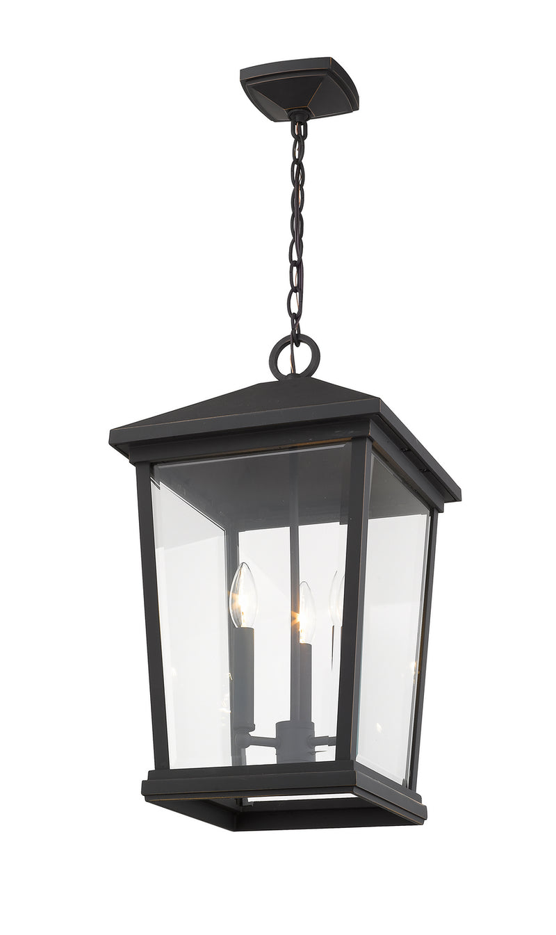 Z-Lite 568CHXL-ORB Three Light Outdoor Chain Mount Ceiling Fixture, Oil Rubbed Bronze