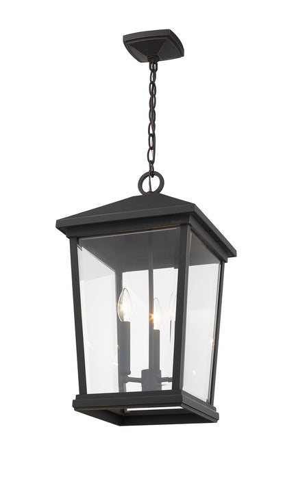Z-Lite 568CHXL-ORB Three Light Outdoor Chain Mount Ceiling Fixture, Oil Rubbed Bronze