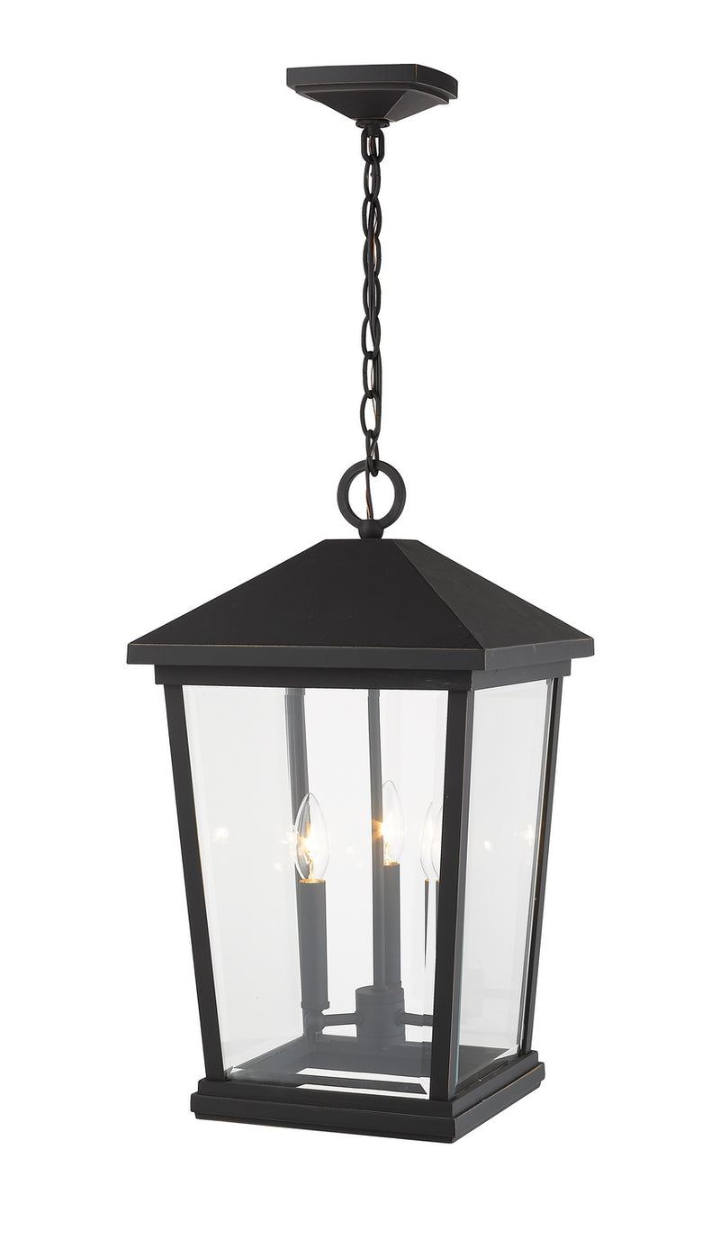Z-Lite 568CHXL-ORB Three Light Outdoor Chain Mount Ceiling Fixture, Oil Rubbed Bronze
