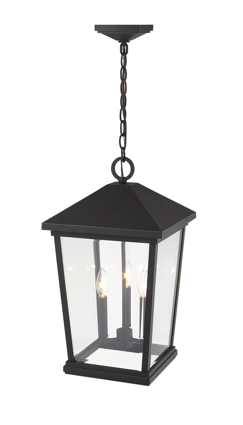 Z-Lite 568CHXL-ORB Three Light Outdoor Chain Mount Ceiling Fixture, Oil Rubbed Bronze