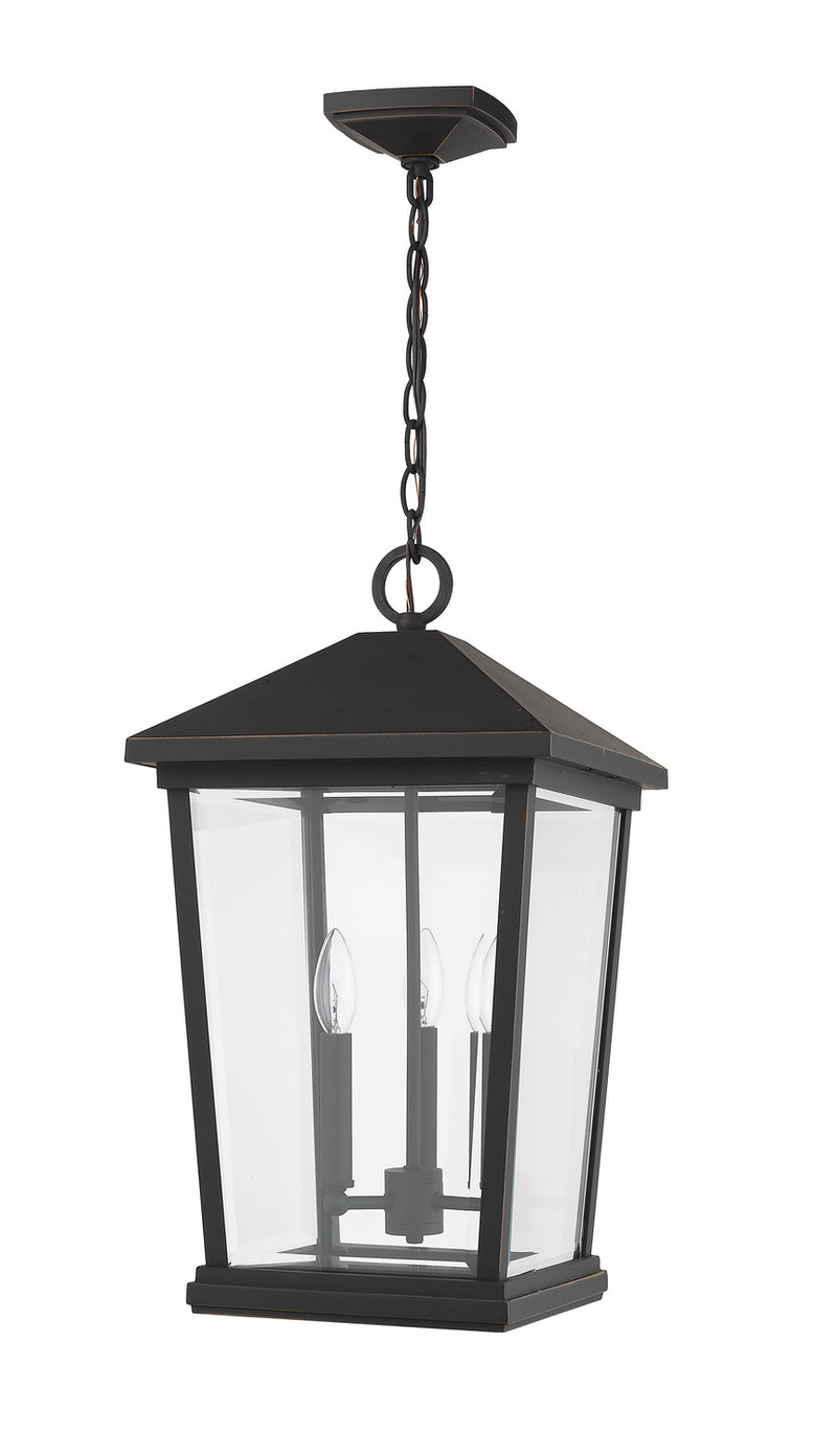 Z-Lite 568CHXL-ORB Three Light Outdoor Chain Mount Ceiling Fixture, Oil Rubbed Bronze