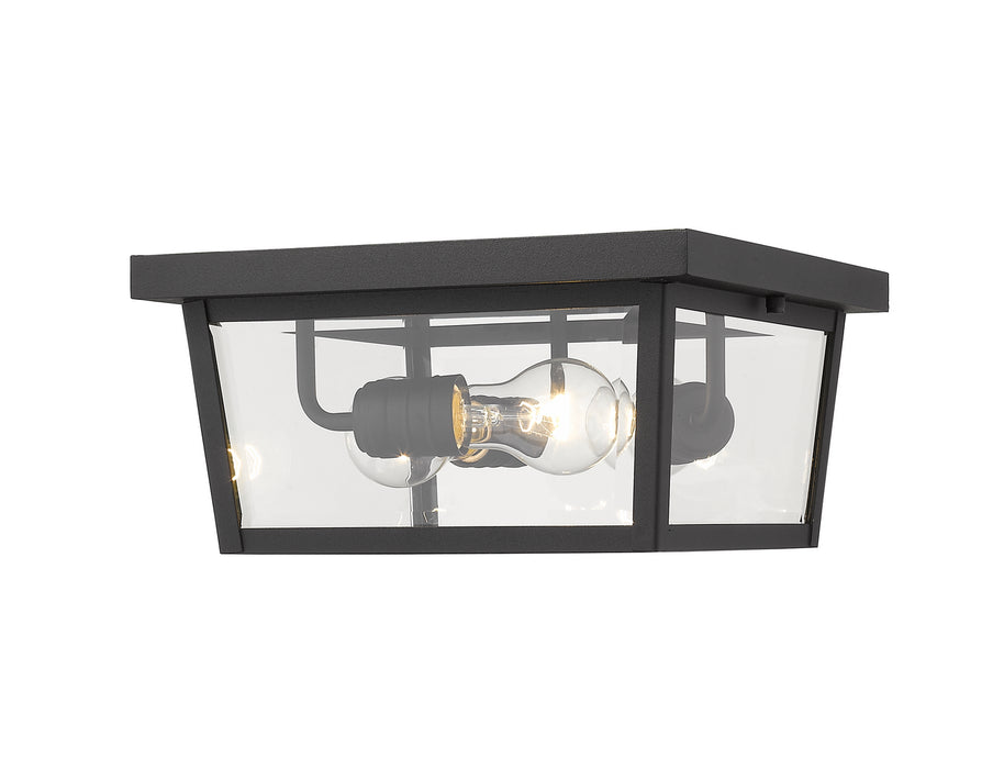 Z-Lite 568F-BK Three Light Outdoor Flush Mount, Black