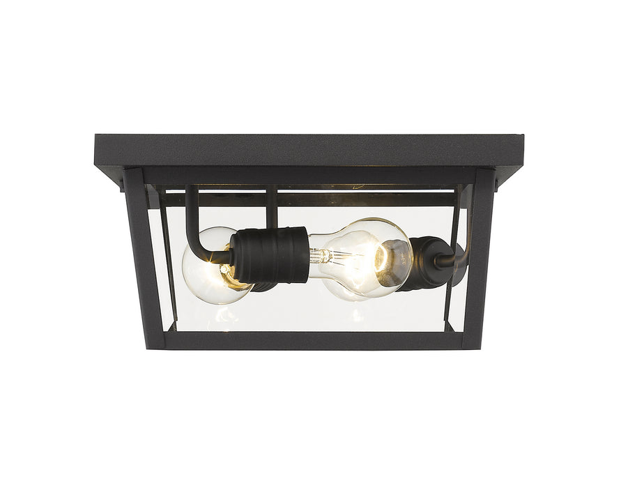 Z-Lite 568F-BK Three Light Outdoor Flush Mount, Black