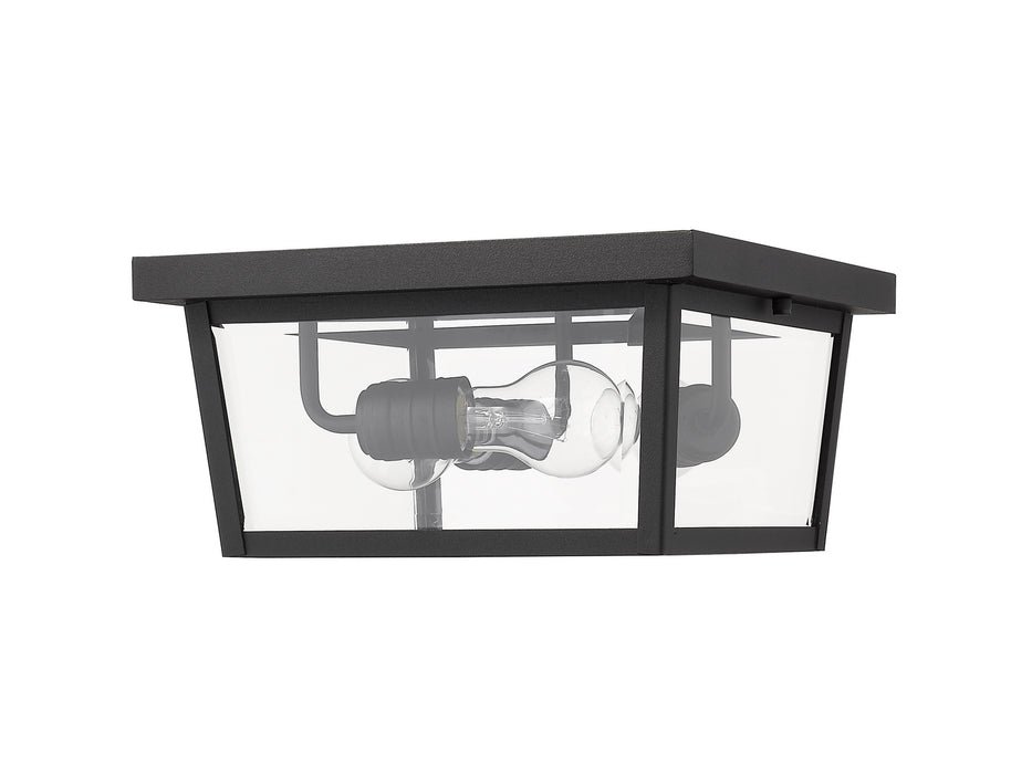 Z-Lite 568F-BK Three Light Outdoor Flush Mount, Black