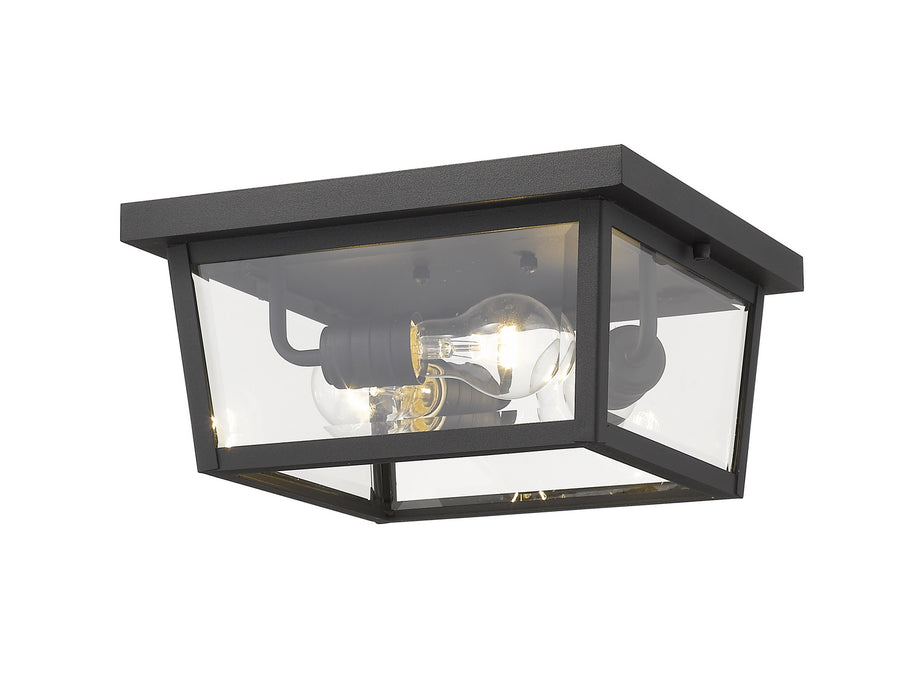 Z-Lite 568F-BK Three Light Outdoor Flush Mount, Black