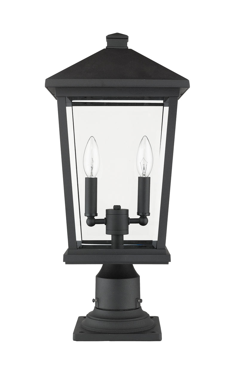 Z-Lite 568PHBR-533PM-BK Two Light Outdoor Pier Mounted Fixture, Black