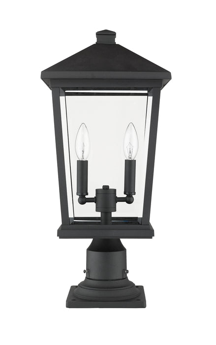 Z-Lite 568PHBR-533PM-BK Two Light Outdoor Pier Mounted Fixture, Black