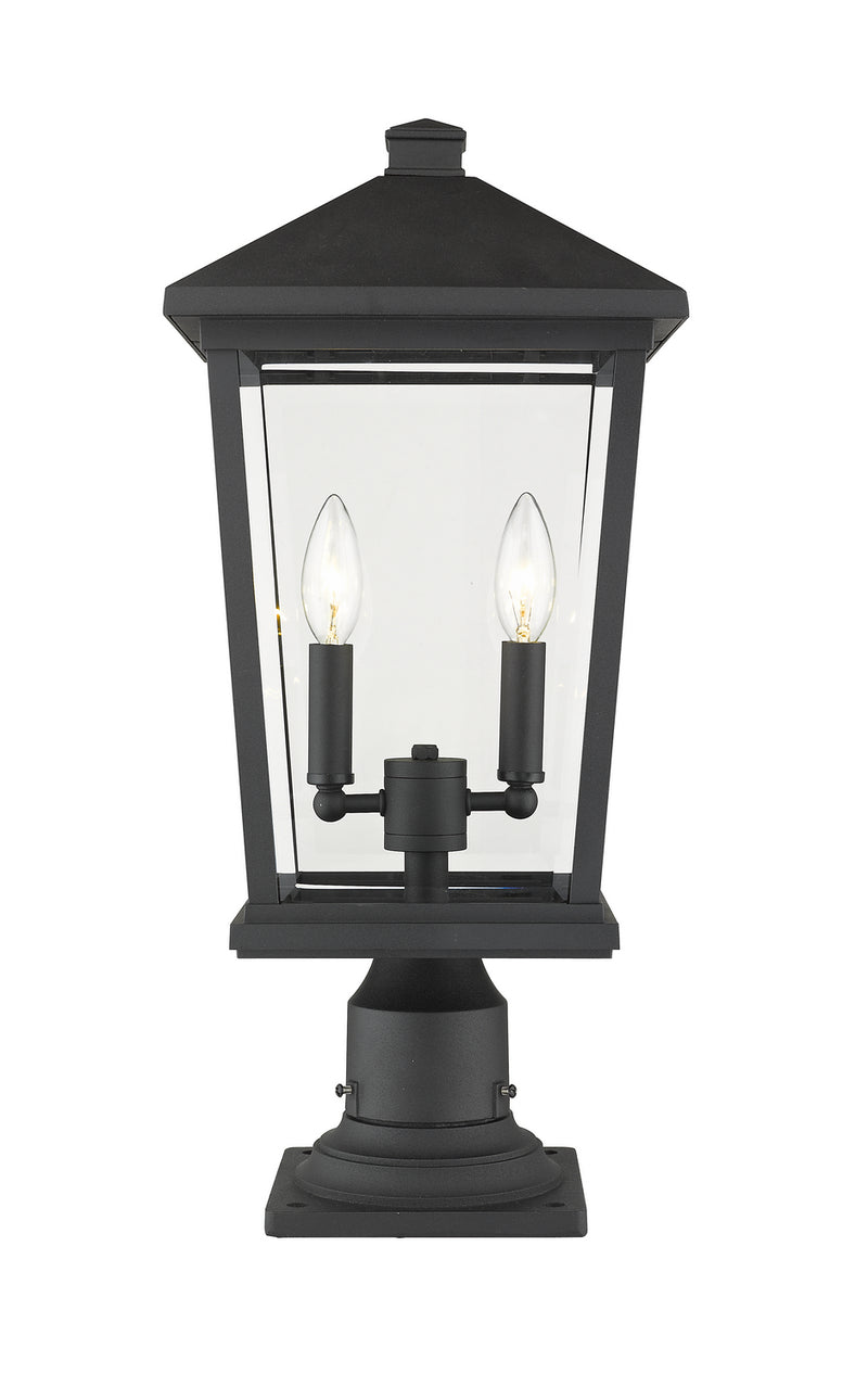 Z-Lite 568PHBR-533PM-BK Two Light Outdoor Pier Mounted Fixture, Black