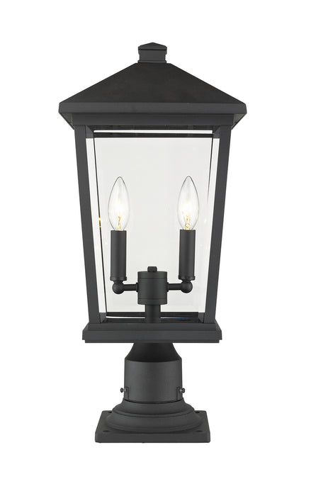 Z-Lite 568PHBR-533PM-BK Two Light Outdoor Pier Mounted Fixture, Black