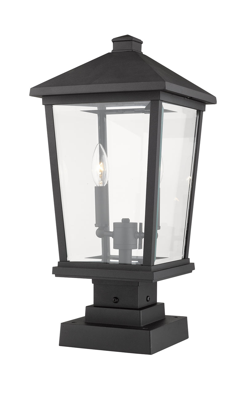 Z-Lite 568PHBS-SQPM-BK Two Light Outdoor Pier Mounted Fixture, Black