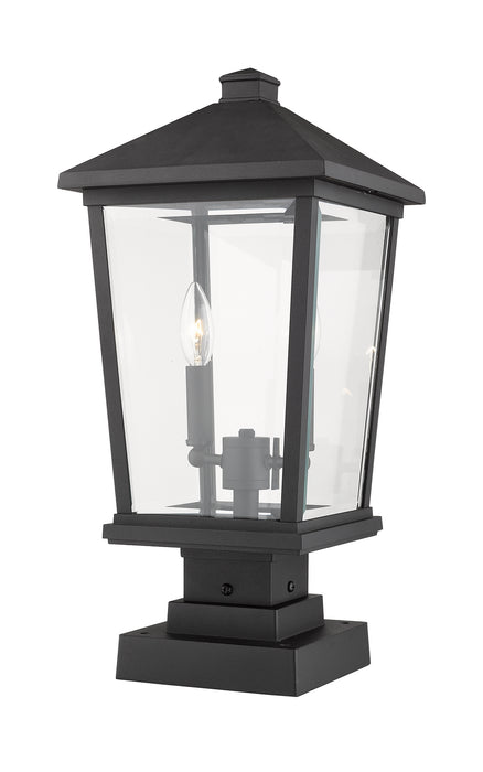 Z-Lite 568PHBS-SQPM-BK Two Light Outdoor Pier Mounted Fixture, Black