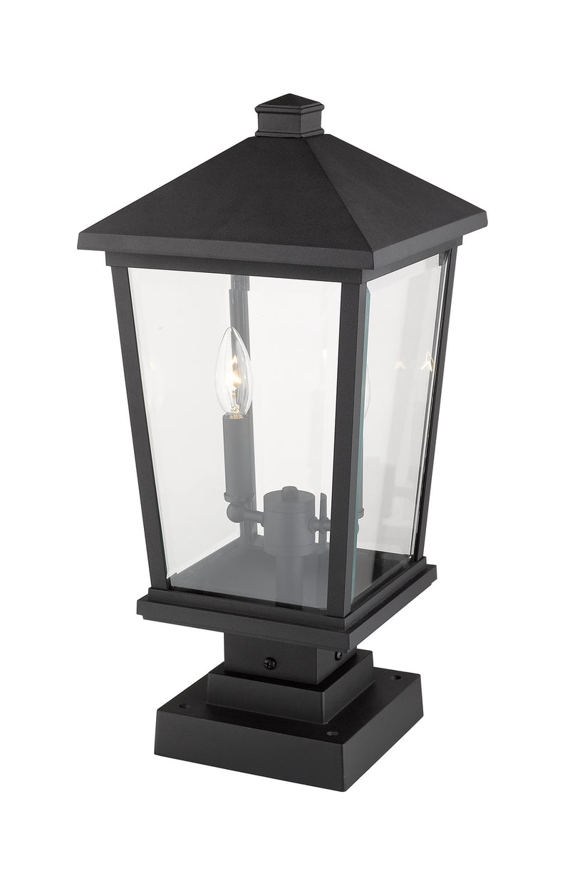 Z-Lite 568PHBS-SQPM-BK Two Light Outdoor Pier Mounted Fixture, Black