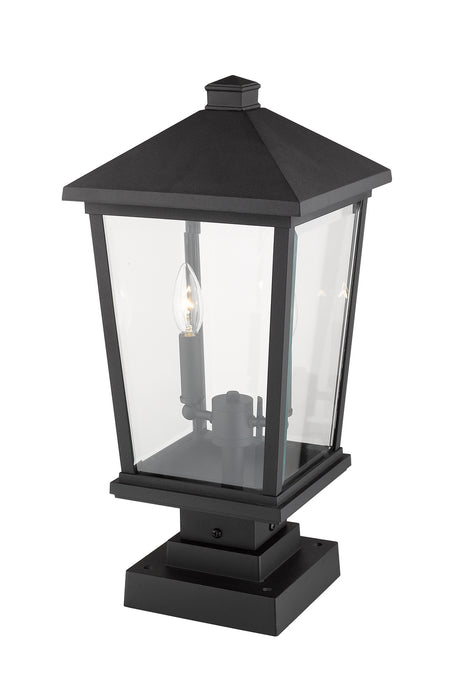 Z-Lite 568PHBS-SQPM-BK Two Light Outdoor Pier Mounted Fixture, Black