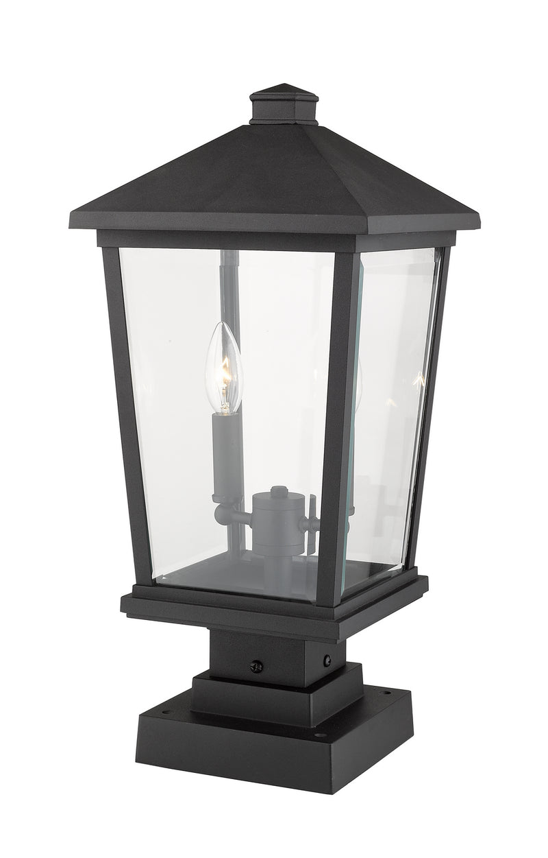 Z-Lite 568PHBS-SQPM-BK Two Light Outdoor Pier Mounted Fixture, Black
