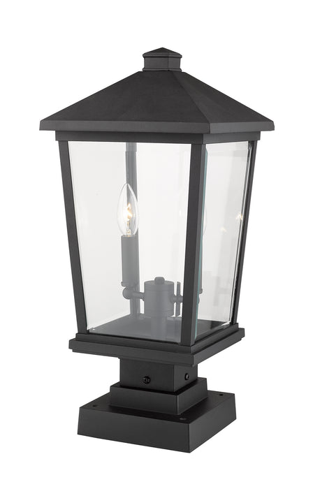 Z-Lite 568PHBS-SQPM-BK Two Light Outdoor Pier Mounted Fixture, Black
