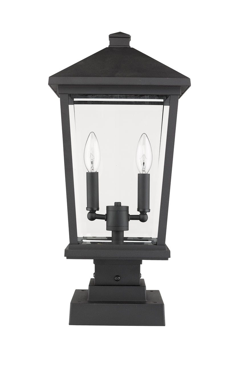 Z-Lite 568PHBS-SQPM-BK Two Light Outdoor Pier Mounted Fixture, Black
