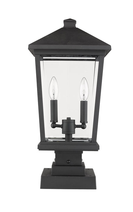 Z-Lite 568PHBS-SQPM-BK Two Light Outdoor Pier Mounted Fixture, Black