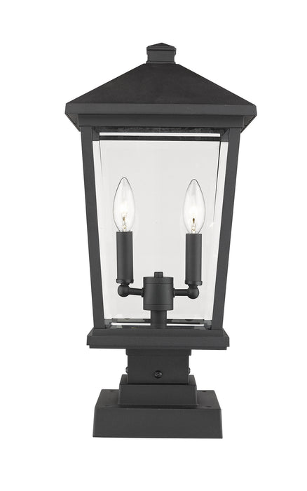 Z-Lite 568PHBS-SQPM-BK Two Light Outdoor Pier Mounted Fixture, Black