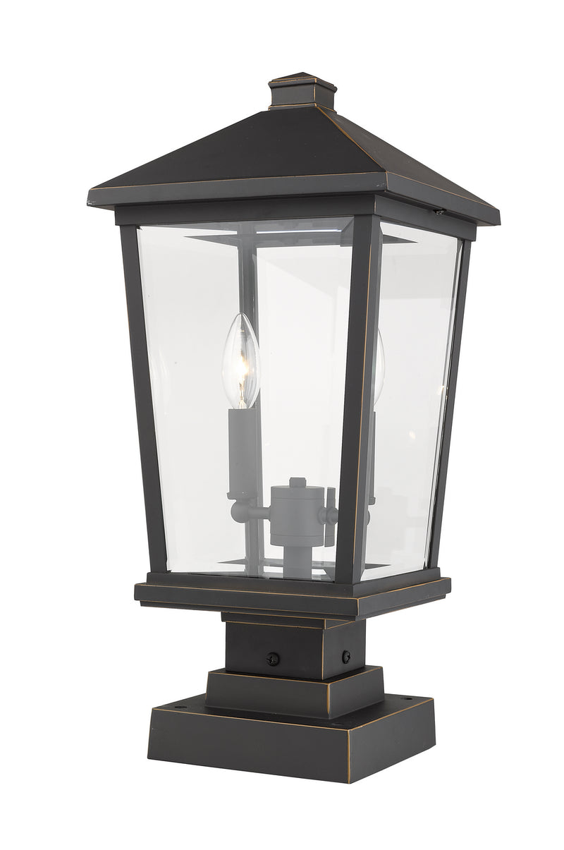 Z-Lite 568PHBS-SQPM-ORB Two Light Outdoor Pier Mounted Fixture, Oil Rubbed Bronze