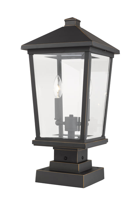 Z-Lite 568PHBS-SQPM-ORB Two Light Outdoor Pier Mounted Fixture, Oil Rubbed Bronze