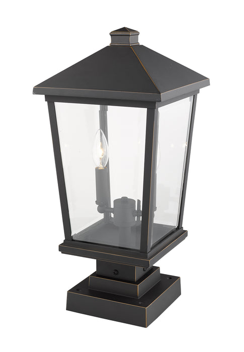 Z-Lite 568PHBS-SQPM-ORB Two Light Outdoor Pier Mounted Fixture, Oil Rubbed Bronze