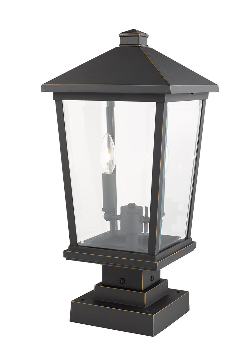 Z-Lite 568PHBS-SQPM-ORB Two Light Outdoor Pier Mounted Fixture, Oil Rubbed Bronze