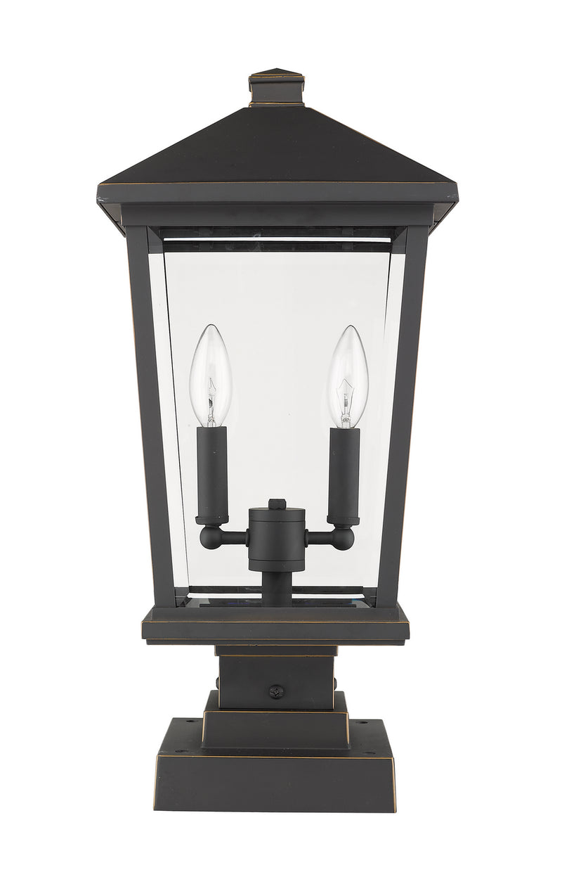 Z-Lite 568PHBS-SQPM-ORB Two Light Outdoor Pier Mounted Fixture, Oil Rubbed Bronze