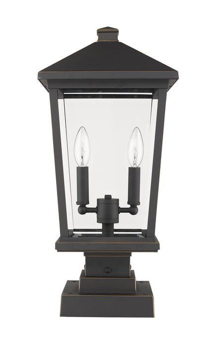 Z-Lite 568PHBS-SQPM-ORB Two Light Outdoor Pier Mounted Fixture, Oil Rubbed Bronze