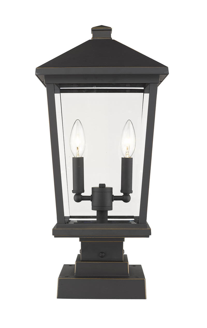 Z-Lite 568PHBS-SQPM-ORB Two Light Outdoor Pier Mounted Fixture, Oil Rubbed Bronze