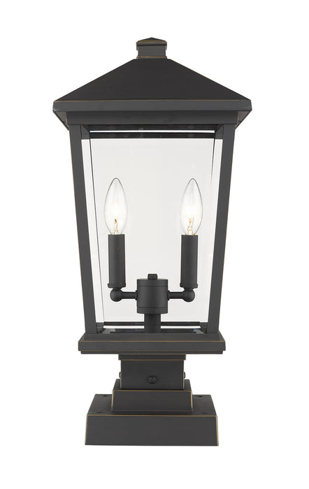 Z-Lite 568PHBS-SQPM-ORB Two Light Outdoor Pier Mounted Fixture, Oil Rubbed Bronze
