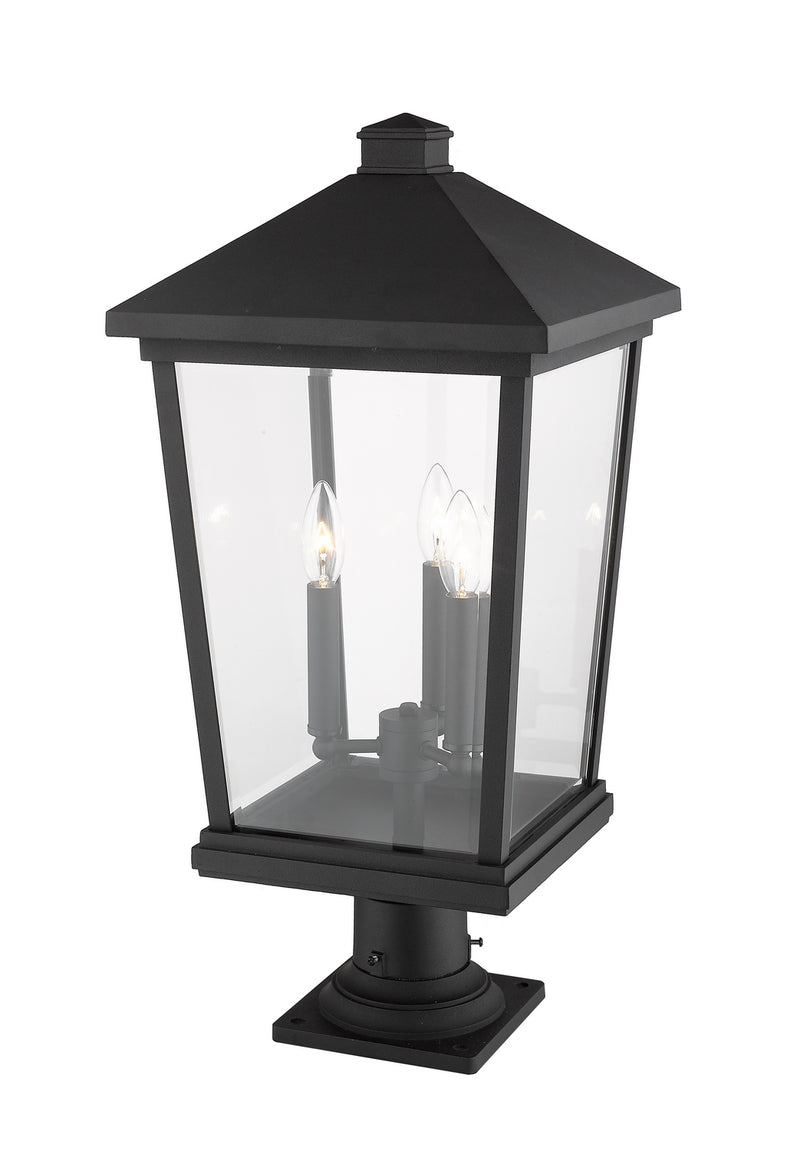 Z-Lite 568PHXLR-533PM-BK Three Light Outdoor Pier Mounted Fixture, Black