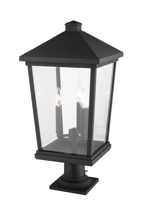 Z-Lite 568PHXLR-533PM-BK Three Light Outdoor Pier Mounted Fixture, Black