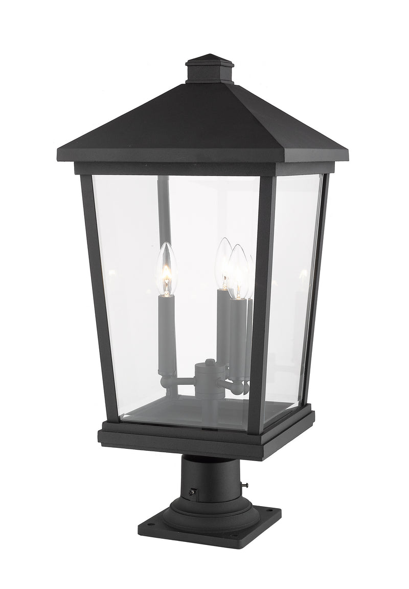 Z-Lite 568PHXLR-533PM-BK Three Light Outdoor Pier Mounted Fixture, Black