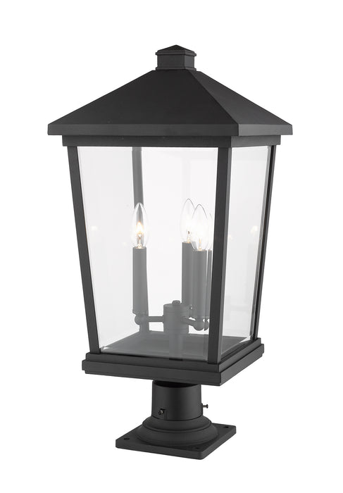 Z-Lite 568PHXLR-533PM-BK Three Light Outdoor Pier Mounted Fixture, Black