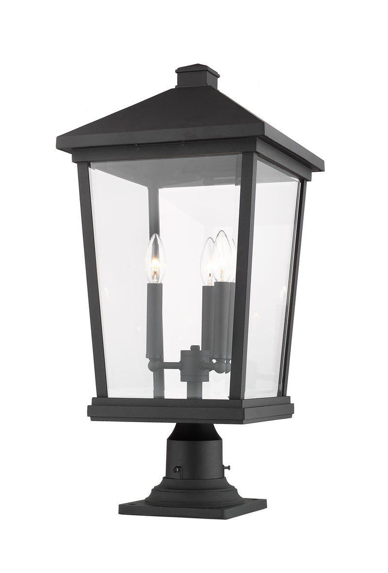 Z-Lite 568PHXLR-533PM-BK Three Light Outdoor Pier Mounted Fixture, Black